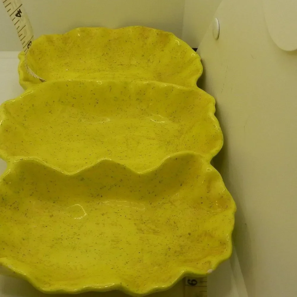 Yellow Speckled Serving or Candy Dishes Vintage Glass
